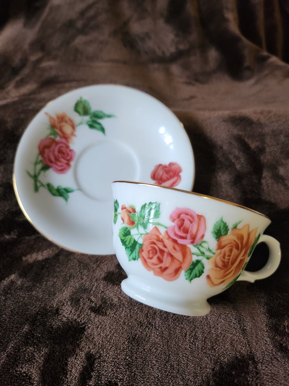 Vintage June Rose Blossoms of the Month Teacup and Saucer 1991
